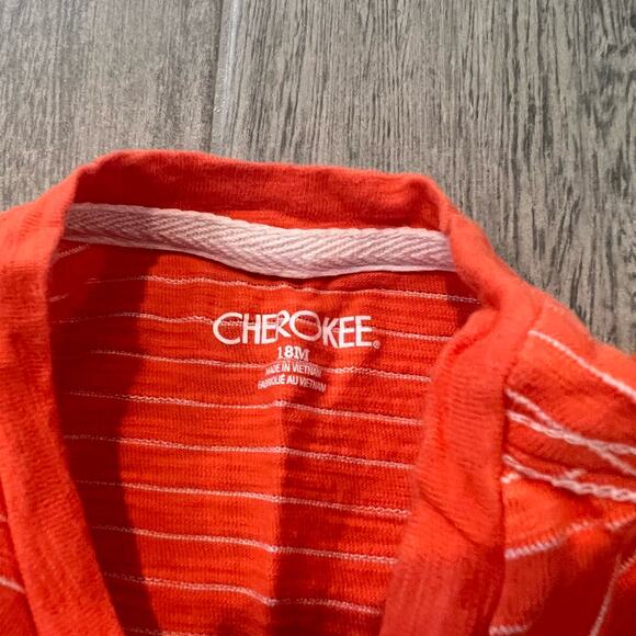 Cherokee Orange & White Stripes V Neck T Shirt Size 18 Months - Picture 2 of 2